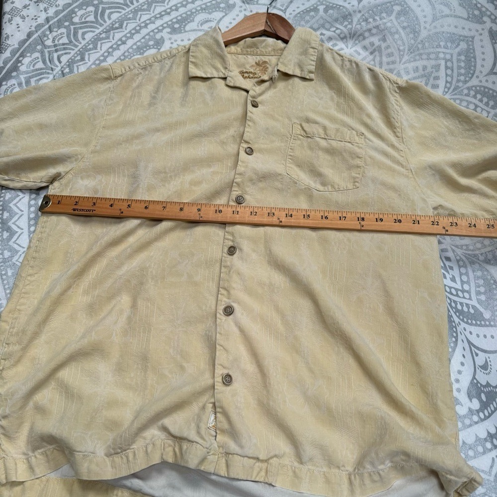 men's Tommy Bahama 100% silk yellow short sleeve button-down shirt medium - Picture 9 of 13
